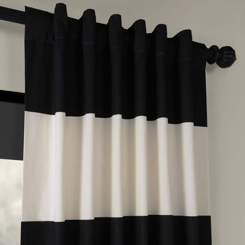 120-Inch White Cotton Polyester Room-Darkening Curtain Panel