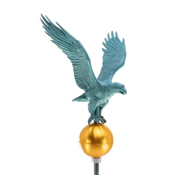 Montague Metal Products 12" Aluminum Flagpole Eagle - Verdigris with Gold Globe