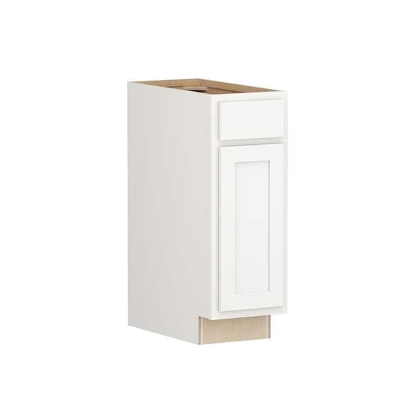 SIMPLY WOODMARK PRO Shaker Partial Overlay 12 in. W x 24 in. D x 34.5 in. H Plywood Assembled Base Kitchen Cabinet in Linen White
