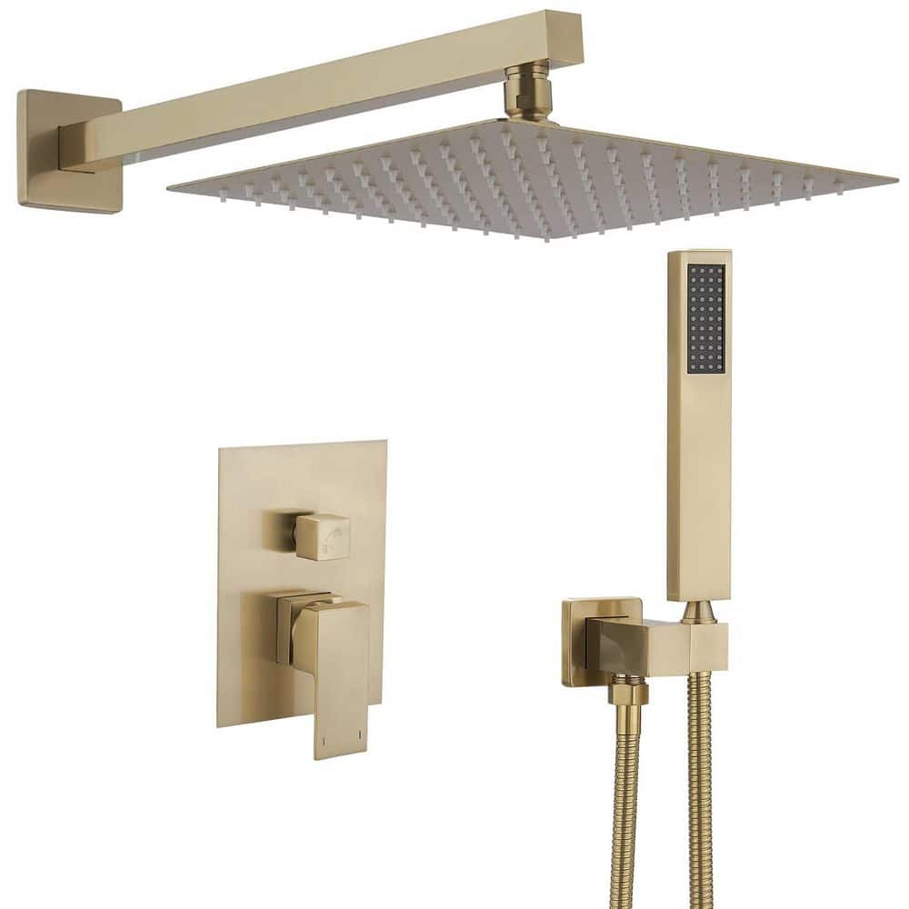 Single Handle 2-Spray Shower Faucet 2.5 GPM with 180° Swivel, Adjustable Flow Rate in Brushed Gold price history on PriceWatchPro