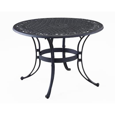 Cast Aluminum Umbrella Hole Patio Tables Furniture The Home Depot - Round Patio Side Table With Umbrella Hole