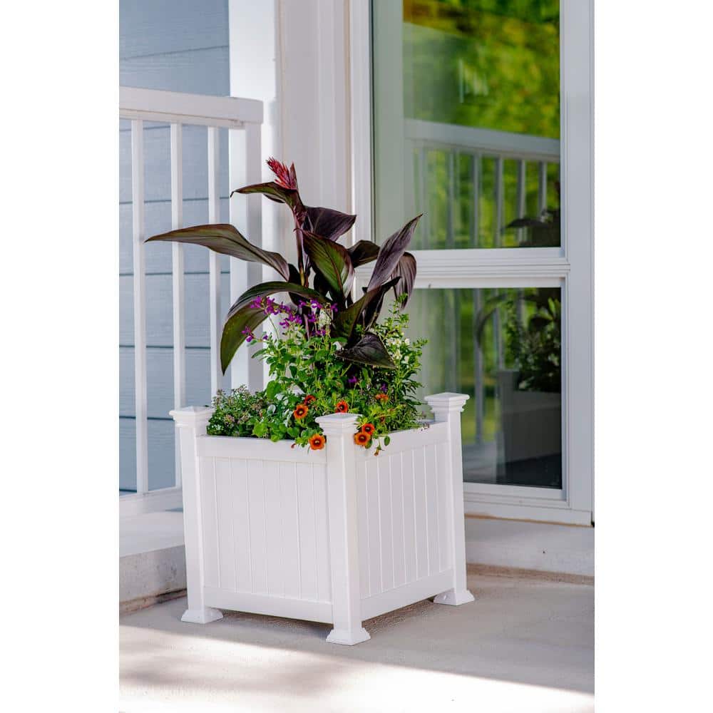 White Vinyl 16" Classic Outdoor Planter Box