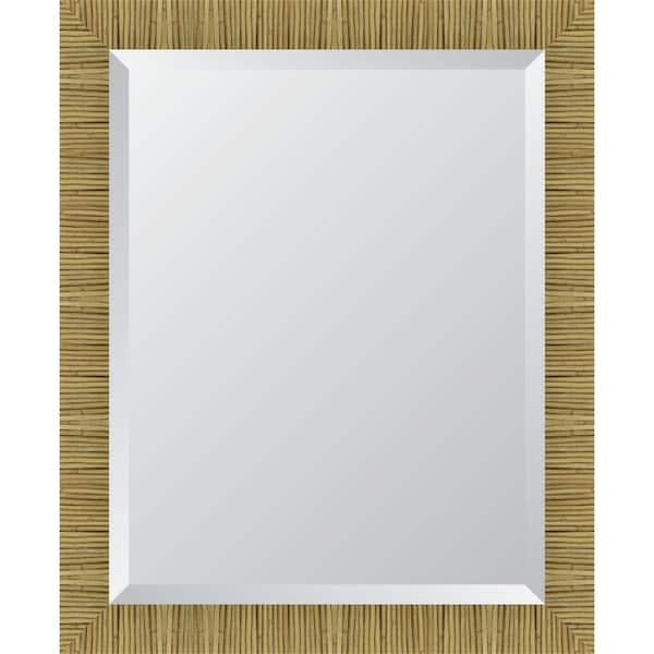 Melissa Van Hise Rattan Design 27 in. W x 33 in. H Rectangle Walnut Brown Framed Mirror