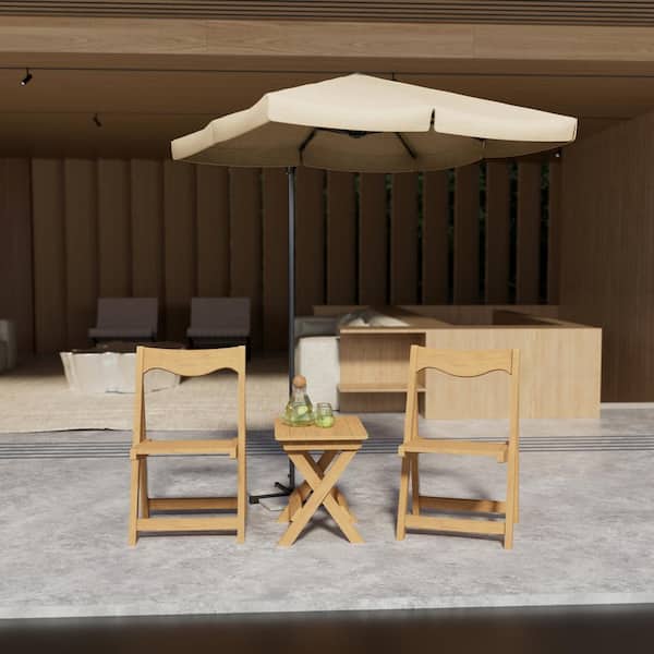 myhomore 3-Piece HDPE Foldable Small Table and Chair Set with 2
