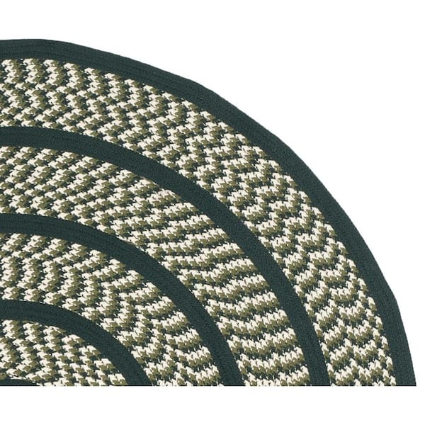 SAFAVIEH Braided Tanisha Color Bordered Area Rug, Ivory/Dark Green, 4' x 4'  Round 