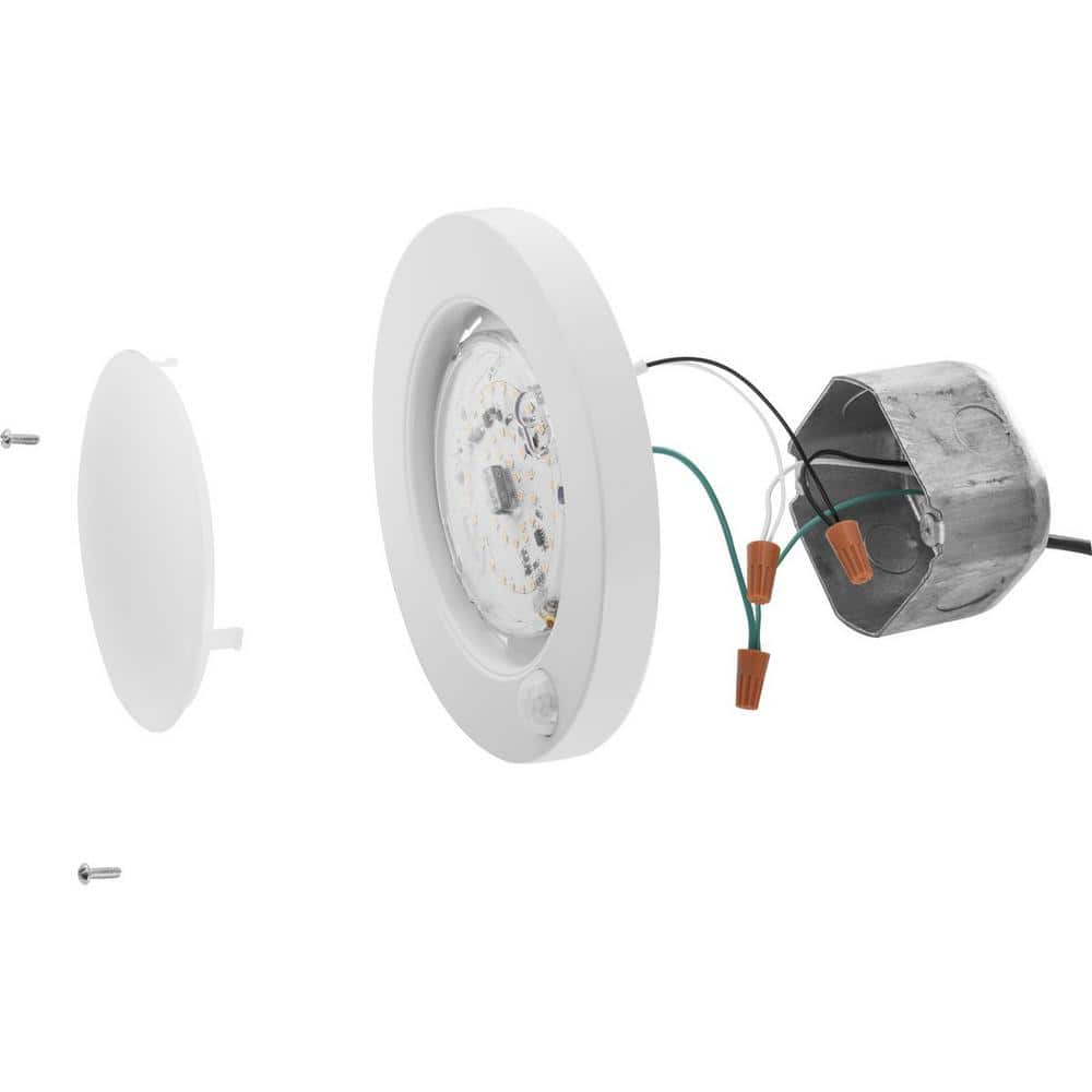 White LED Indoor/Outdoor Drum Flush Mount Light