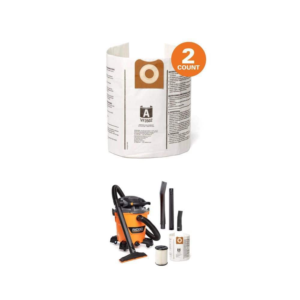RIDGID 12 Gal. 6.0 Peak HP NXT Shop Vacuum HD1280 Wet Dry Vac with Detachable Blower, Filter, Accessories and 3 Dust Bags