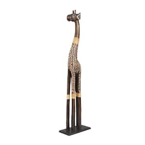 Dark Brown Wood Giraffe Sculpture
