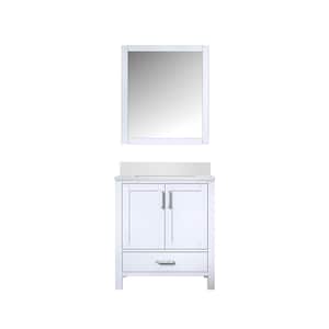 Jacques 30 in. W x 22 in. D White Bath Vanity, Cultured Marble Top, and 28 in. Mirror
