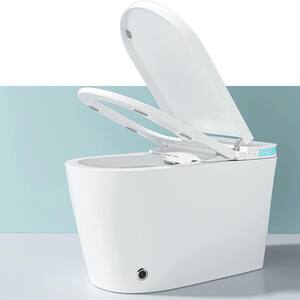 Voice Control Toilet 12 inch One-piece 1.28 GPF Flush Elongated Smart Toilet in White Seat Included with Bubble Shield