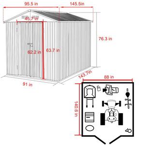 8 ft. W x 12 ft. D Gray Metal Storage Shed 96 sq. ft.