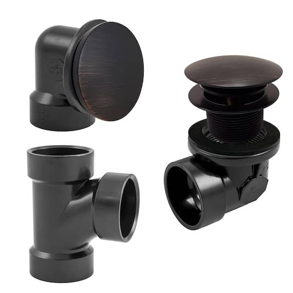 Illusionary Overflow, Sch. 40 ABS Plumbers Pack with Tip-Toe Bath Drain, Antique Bronze