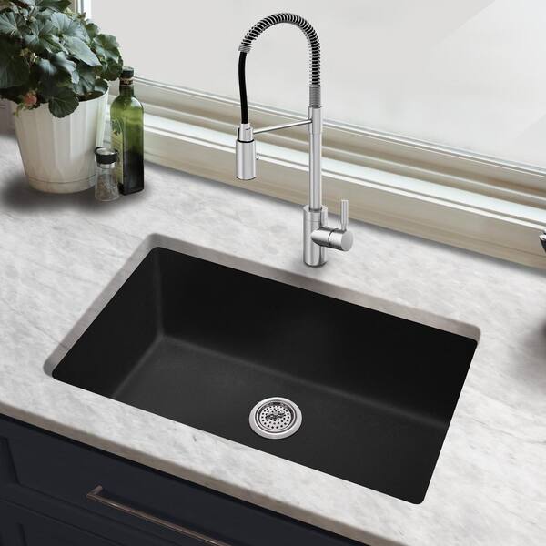 CHESHIRE 33 in. Drop-in/Undermount Single Bowl Quartz Kitchen Sink