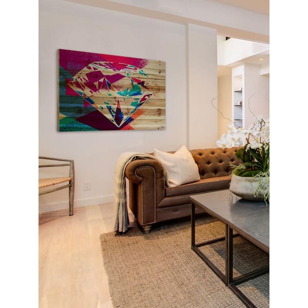 16 in. H x 24 in. W "Diamond in the Rough" by Jen Lee Printed Natural Pine Wood Wall Art