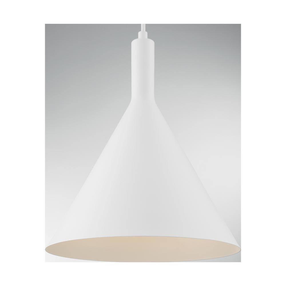 Matte White Aluminum Modern Funnel-Shaped Pendant Light