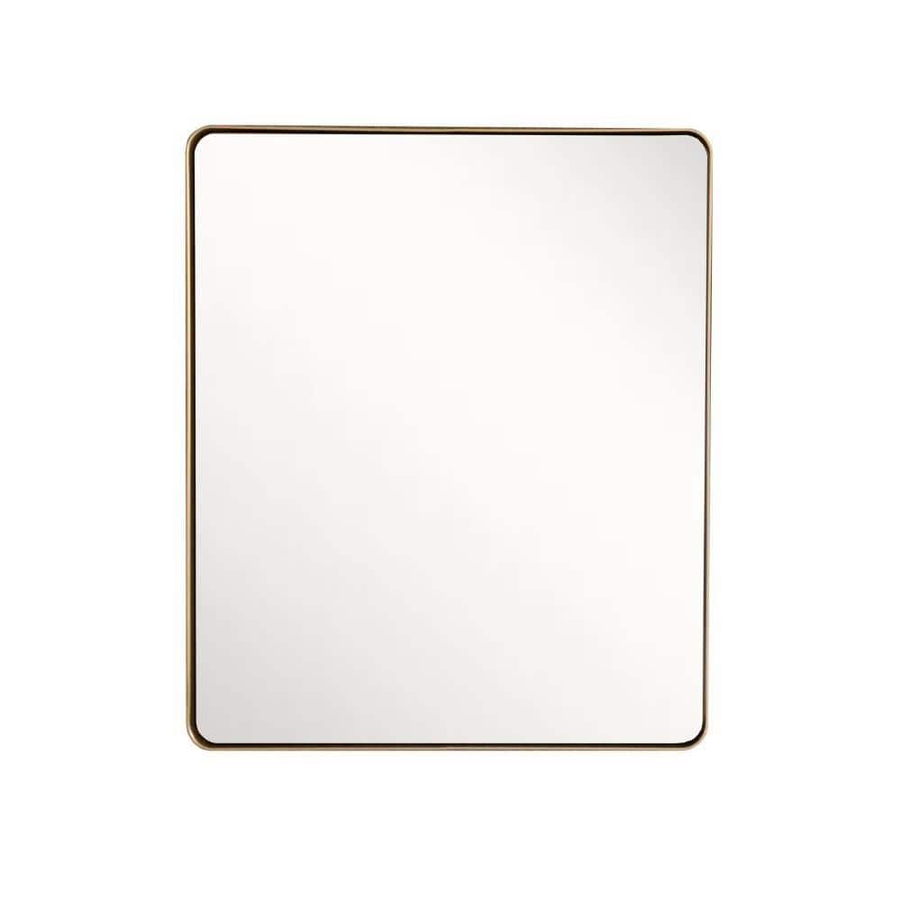 Elegant Brushed Gold Rectangular Bathroom Vanity Mirror