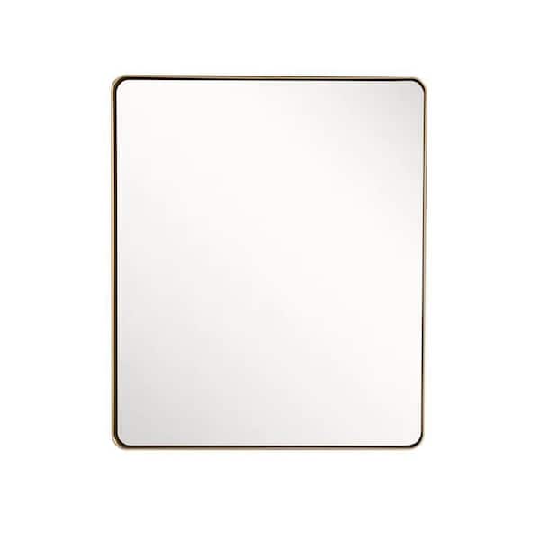 Bellaterra Home 23.5 in. W x 28 in. H Metal Framed Rectangular Wall Bathroom Vanity Mirror in Brushed Gold with Rounded Corners