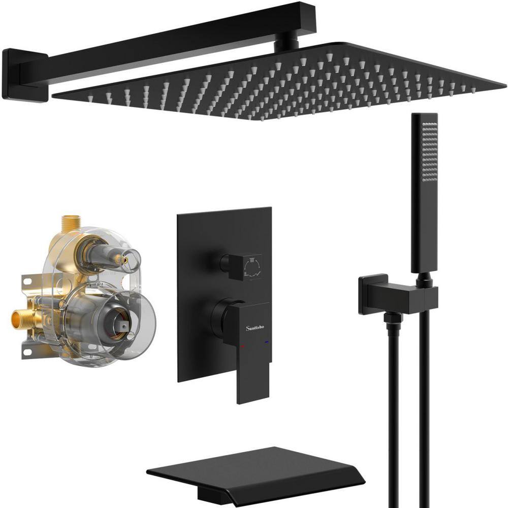 12 in. Showerhead Single Handle 1-Spray Shower Faucet 2.5 GPM with Easy to Install in Matte Black price history on PriceWatchPro
