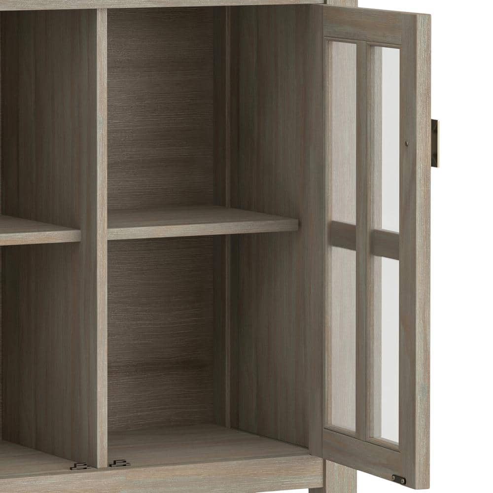 Artisan Handcrafted Solid Wood Low Storage Cabinet in Distressed Grey