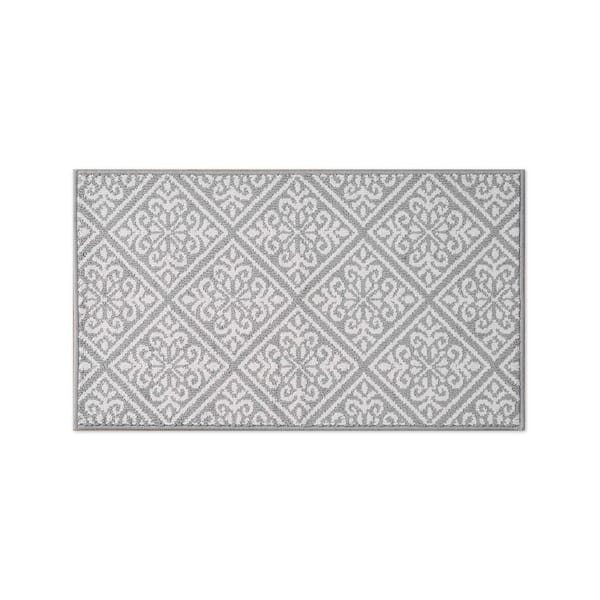 Laura Ashley Washable Skid-Resistant Light Grey/Ivory 2 ft. x 4 ft. All Loop Tufted Area Rug
