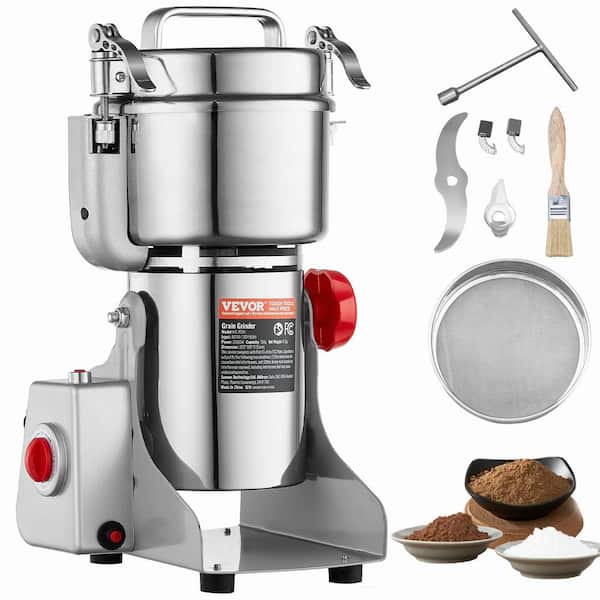 VEVOR 750g Electric Grain Mill Grinder, High Speed 2000-Watt Commercial Spice Grinders, Steel Pulverize Powder Machine