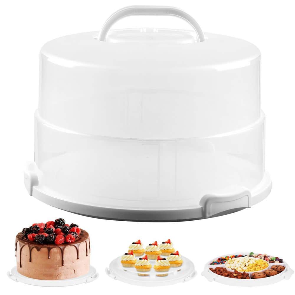 Wudkey 1-Piece Large Cake Carrier with Lid and Handle, Portable Tall ...