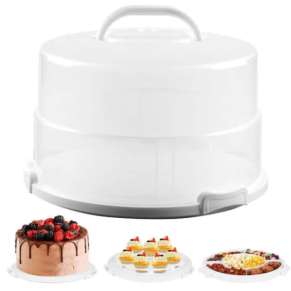 1-Piece Large Cake Carrier with Lid and Handle, Portable Tall Cake Container for Transport Pies, Cupcakes, Cakes