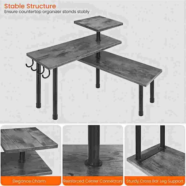 Dyiom 16.9 in. W x 15.3 in. H x 16.9 in. D Bathroom Shelves, Wood square Bathroom Shelf, Tire of 3, in .Black