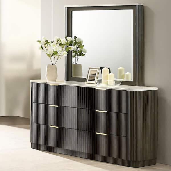 Benjara Black and Silver 6-Drawer 65.38 in. W Dresser without Mirror  BM316125 - The Home Depot