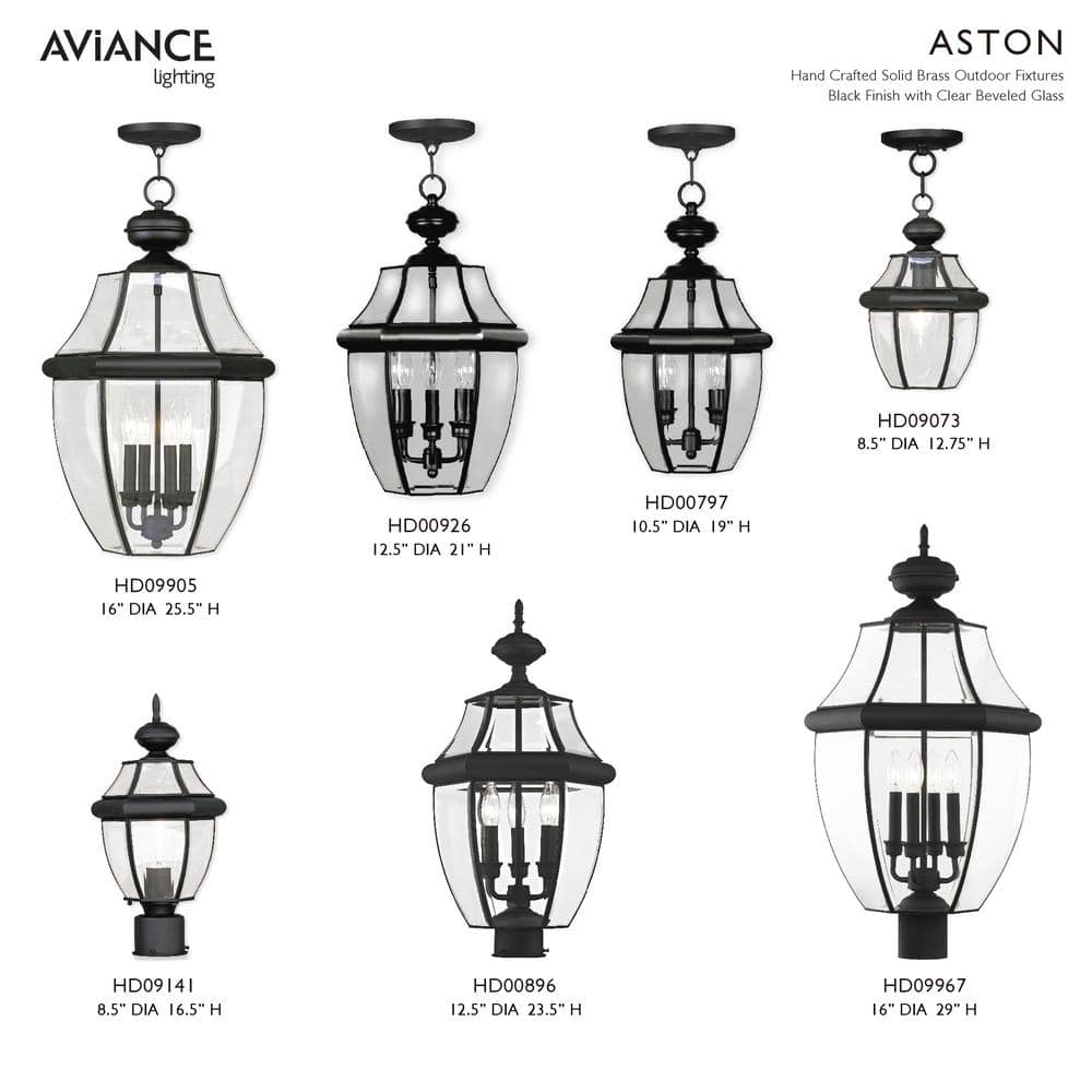 Black Beveled Glass 2-Light Outdoor Hanging Lantern