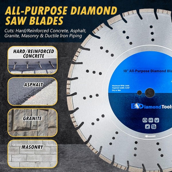 ＡＬＣダイアモンドソー EDiamondTools 18 in. All Purpose Diamond Saw Blade 1 in