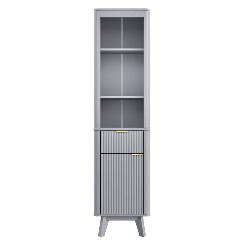 68 in. Tall Bathroom Storage Cabinet with Adjustable Shelves and Drawer, Gray price history on PriceWatchPro