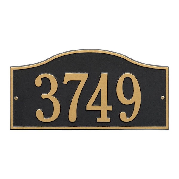 Whitehall Products Rolling Hills Rectangular Black/Gold Standard Wall One Line Address Plaque