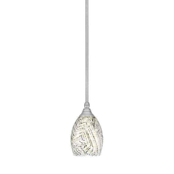 Unbranded Sparta 100-Watt 1-Light Brushed Nickel Shaded Pendant Light Mini Pendant with Natural Fusion Glass and No Bulb Included