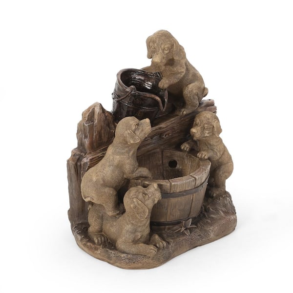 Noble House Harrod 22.75 in. Outdoor Puppy Fountain