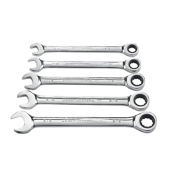 GEARWRENCH SAE 72-Tooth Combination Ratcheting Wrench Tool Set (5