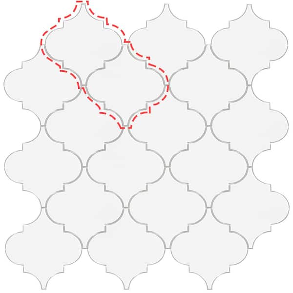 sunwings Arabesque 6 in. x 6 in. White Peel and Stick Backsplash Stone Composite Wall Tile