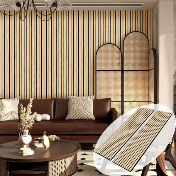 Owndeign 0.2 in. x 1 ft. x 8 ft. Yellow Wood Slat Acoustic Panels