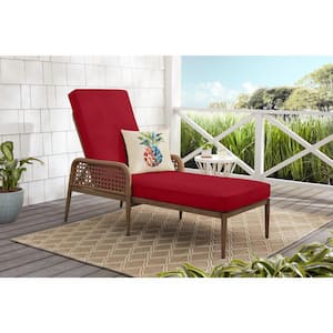 Coral Vista Brown Wicker Outdoor Patio Chaise Lounge with CushionGuard Chili Red Cushions