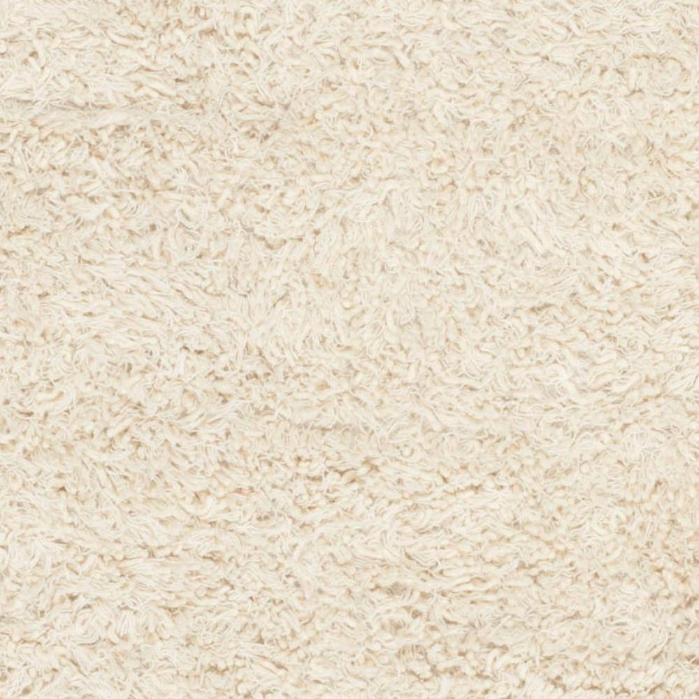 Ivory Tufted Handmade Wool Shag Square Rug
