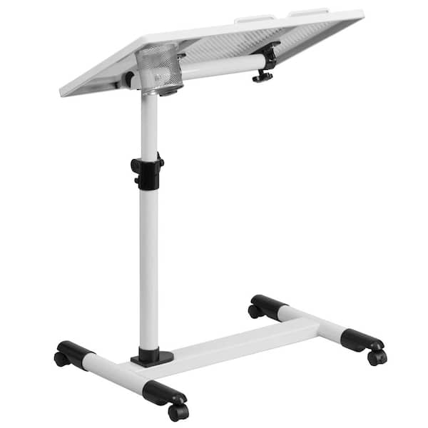 flash furniture black adjustable height steel mobile computer desk