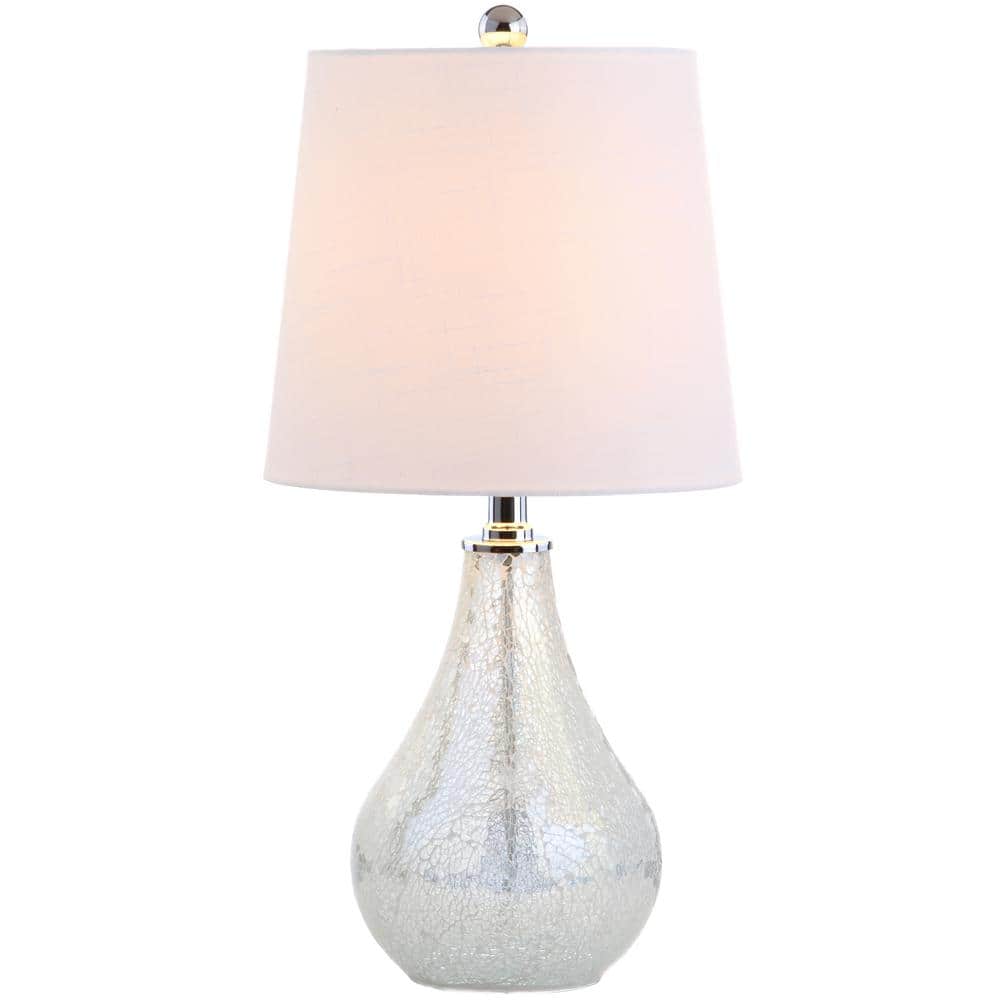 Mona 20" White Mosaic Table Lamp with Linen Shade