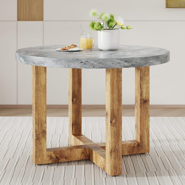 Zeus & Ruta 42 in. x 42 in. x 30 in. Round Dining Table with MDF Tabletop And Wooden MDF Legs for Living Room and Bedroom