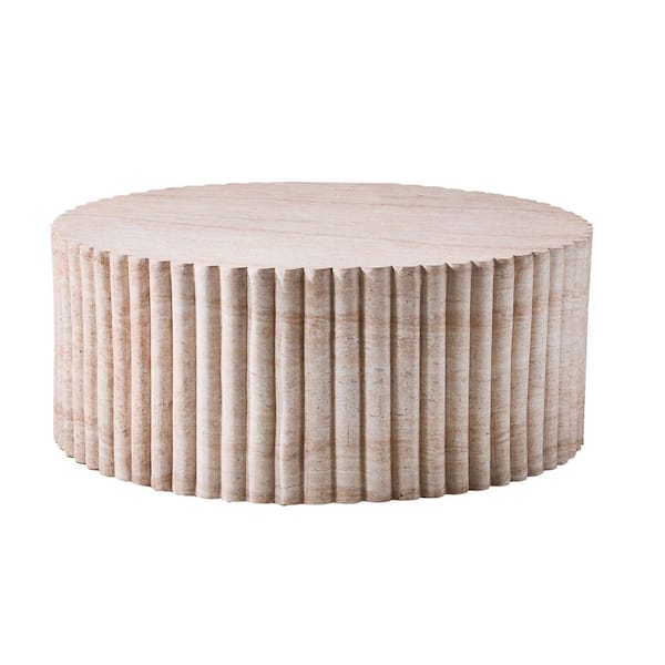 moda furnishings W 41.73 in. x H 16.54 in. Round Magnesium Oxide Faux Marble Outdoor Coffee Table