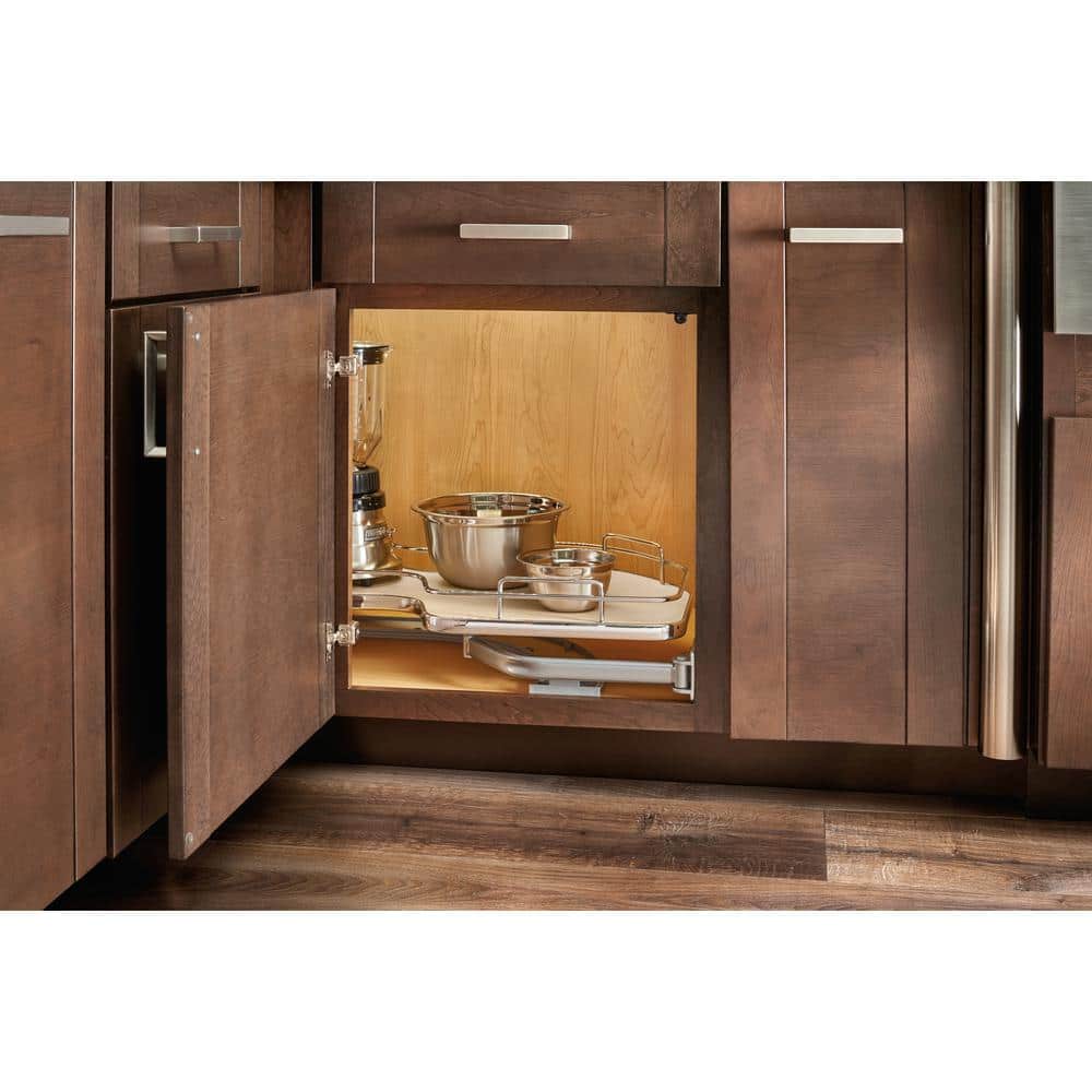 Maple Finish 39" Wide Blind Corner Base Cabinet Organizer