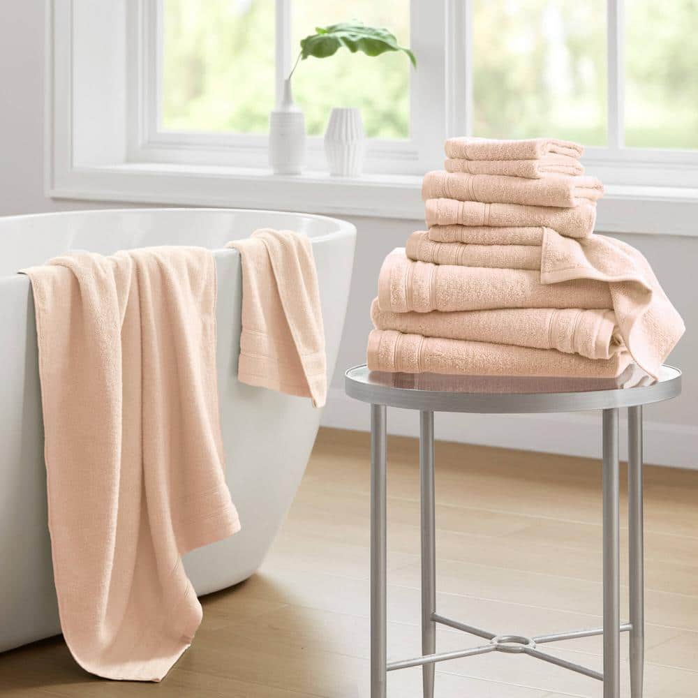 510 Design 400GSM Essential Bundle 12-Piece Blush Cotton Bath Towel Set ...