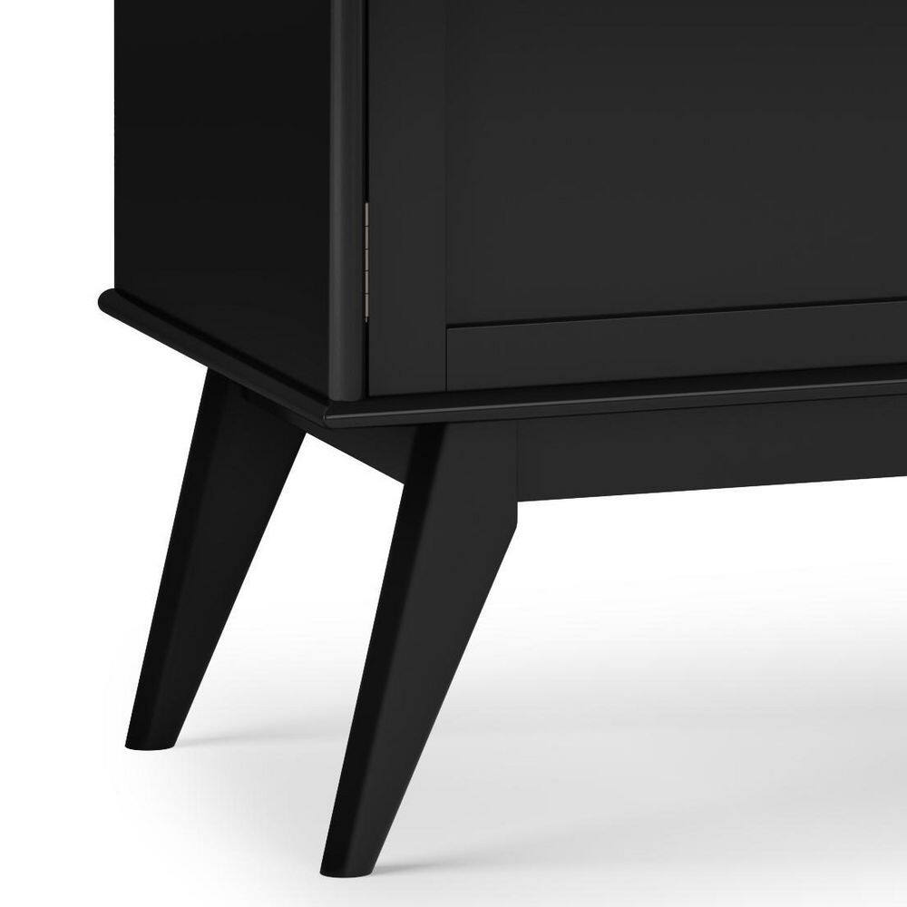 Black Mid Century Modern TV Media Stand with Cabinets