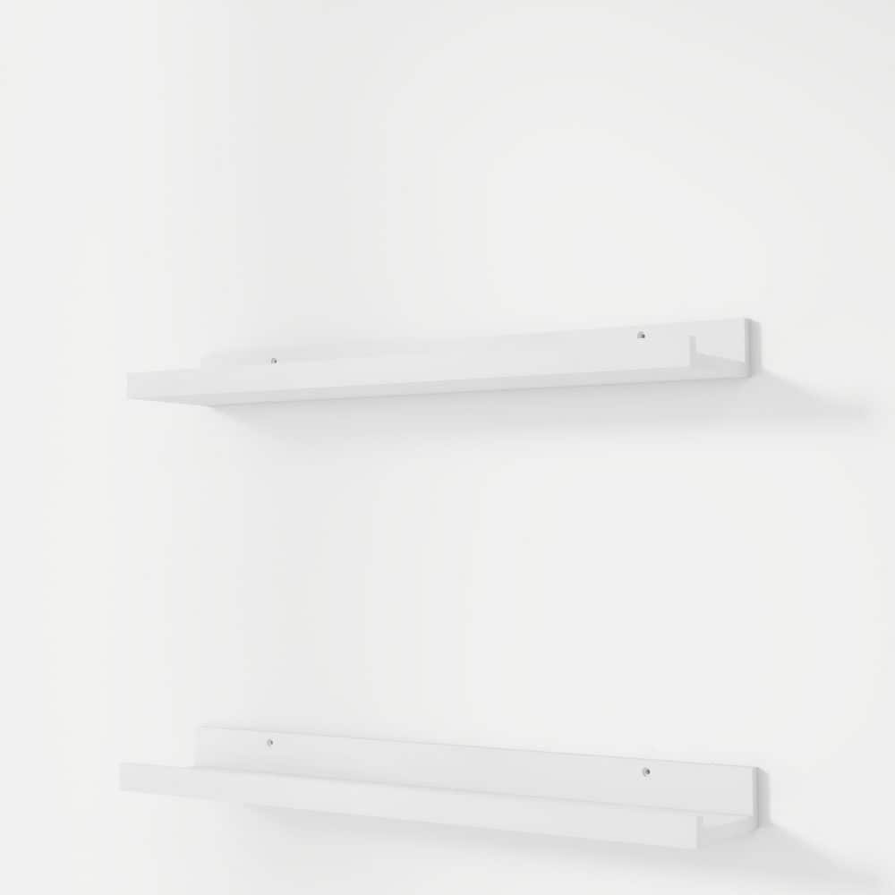 24 in. W x 4.7 in. D White Manufactured Wood Decorative Wall Shelves with Picture Ledge (2-Pack) price history on PriceWatchPro