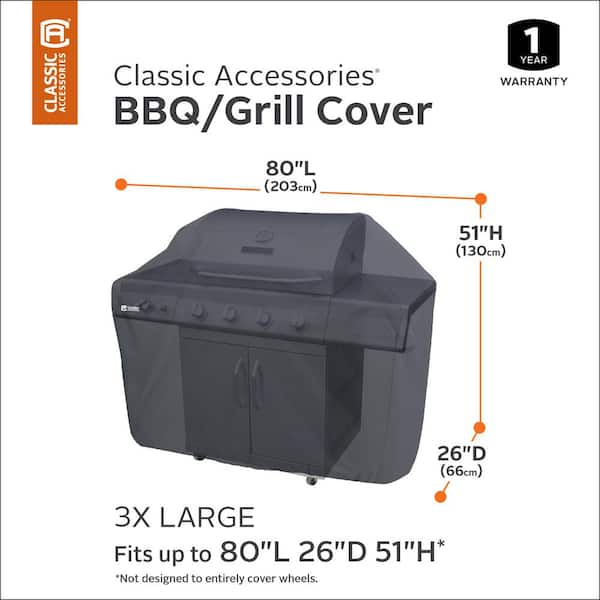 Classic 80 in. L x 26 in. D x 51 in. H BBQ Grill Cover in Black