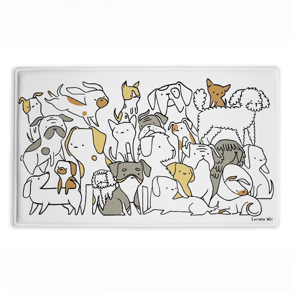 Eclectic Dog Breeds 18 in. x 30 in. Beige Abstract Polyester Blend Rectangle Bath Mat price history on PriceWatchPro